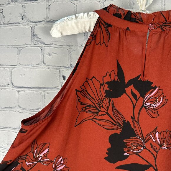 Apt. 9 Women's Floral Print Sleeveless Tank Top Blouse, Size Large, Burnt Orange - Picture 8 of 11